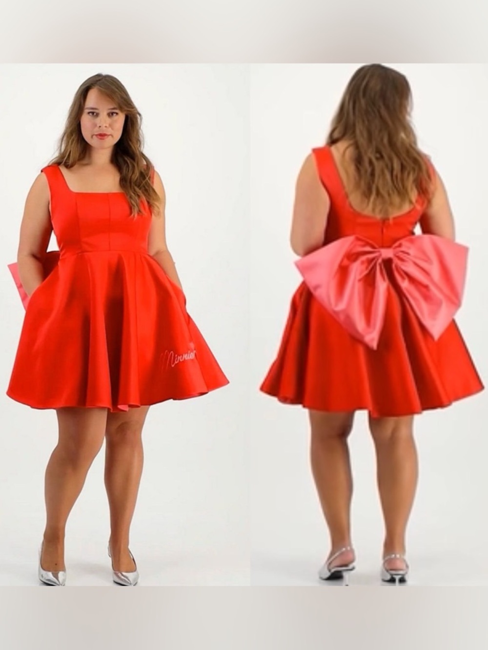 Disney Red fit and flare bow Minnie Satin Mini Dress plus size xxl new women’s